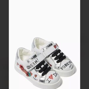 Dolce & Gabbana Kids Silver Sneakers with Graphic Accents